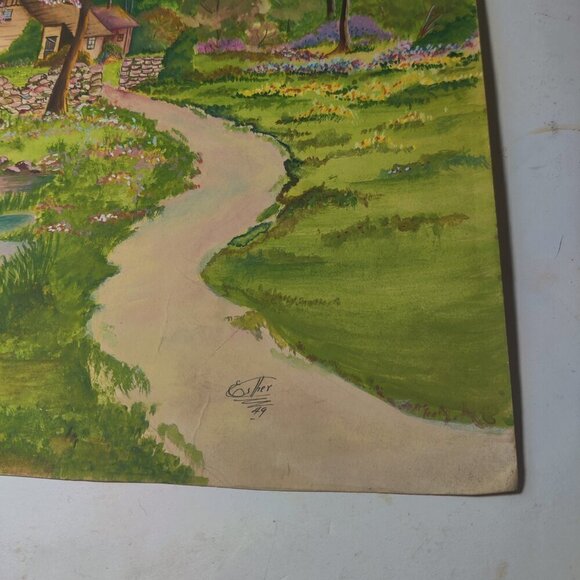 Watercolor Spring Landscape, bright pastels. Signed by Artist Esther "49 - Picture 5 of 11